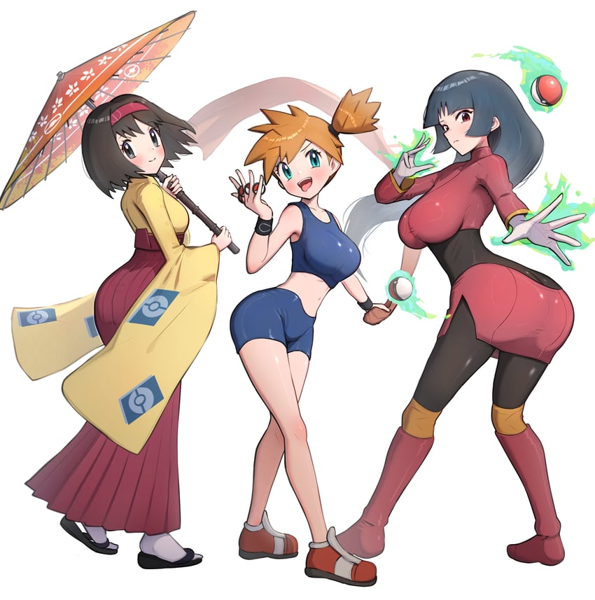misty, sabrina, and erika (pokemon and 3 more) drawn by gonzarez