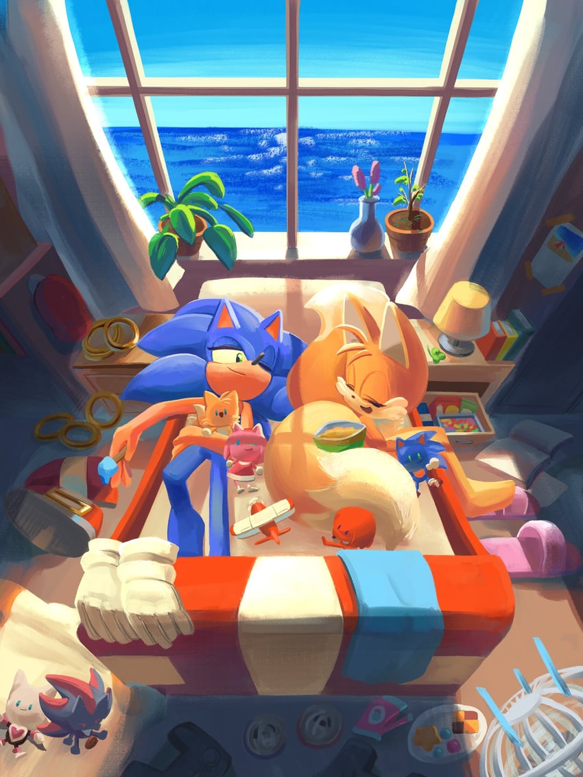 sonic the hedgehog, shadow the hedgehog, amy rose, rouge the bat, tails, and 1 more (sonic) drawn by yangfaa_sonic