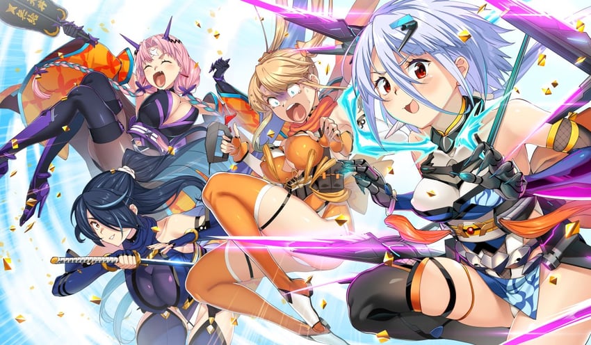 ikusabe inori, suzumori raika, mutsuka, and haizaki ruri (choukou and 2 more) drawn by gin_(ginshari)