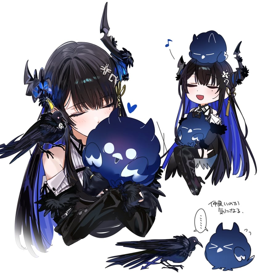 nerissa ravencroft, jailbird, and shadow (hololive and 1 more) drawn by yomosaka