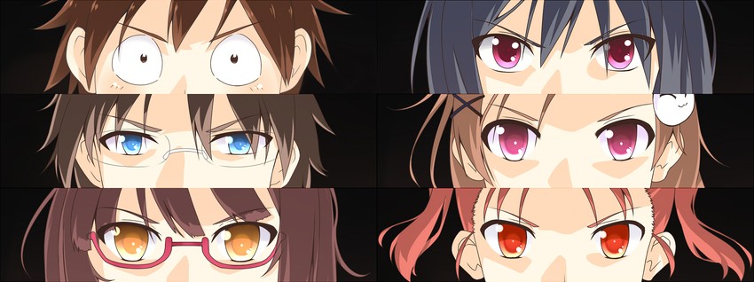 kuroyukihime, arita haruyuki, kouzuki yuniko, kurashima chiyuri, mayuzumi takumu, and 1 more (persona and 1 more) drawn by dacchi