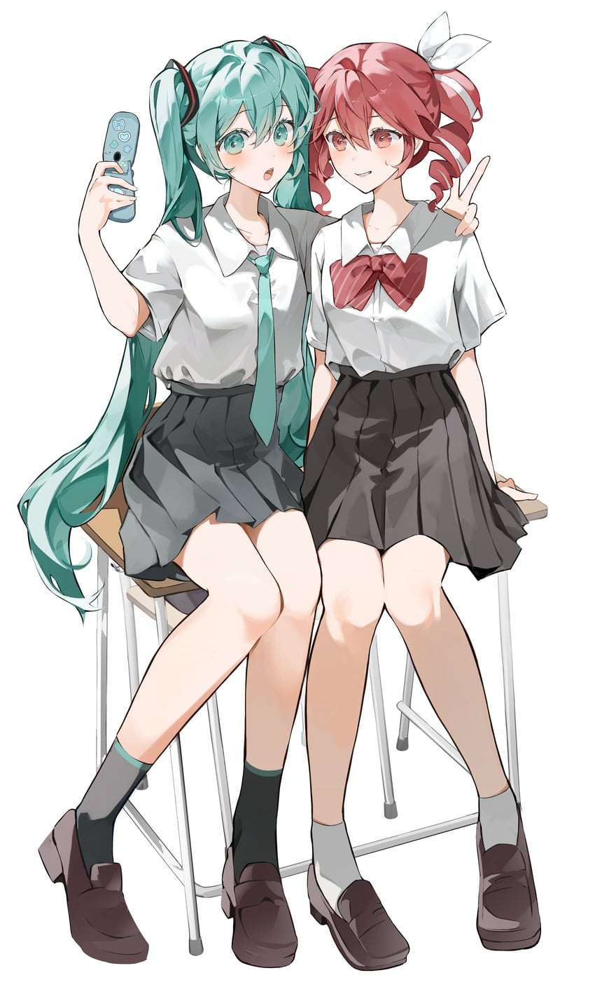hatsune miku and kasane teto (vocaloid and 2 more) drawn by myanya