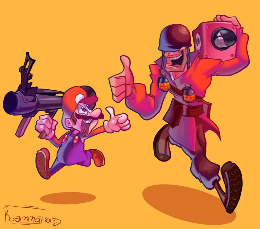 mario, soldier, bullet bill, and red soldier (mario and 1 more) drawn by roanimations