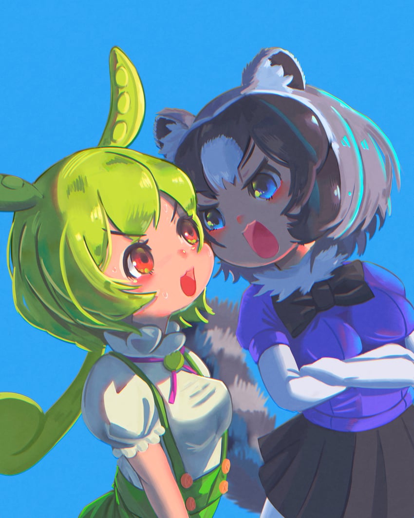 common raccoon and zundamon (kemono friends and 1 more) drawn by osnmykk