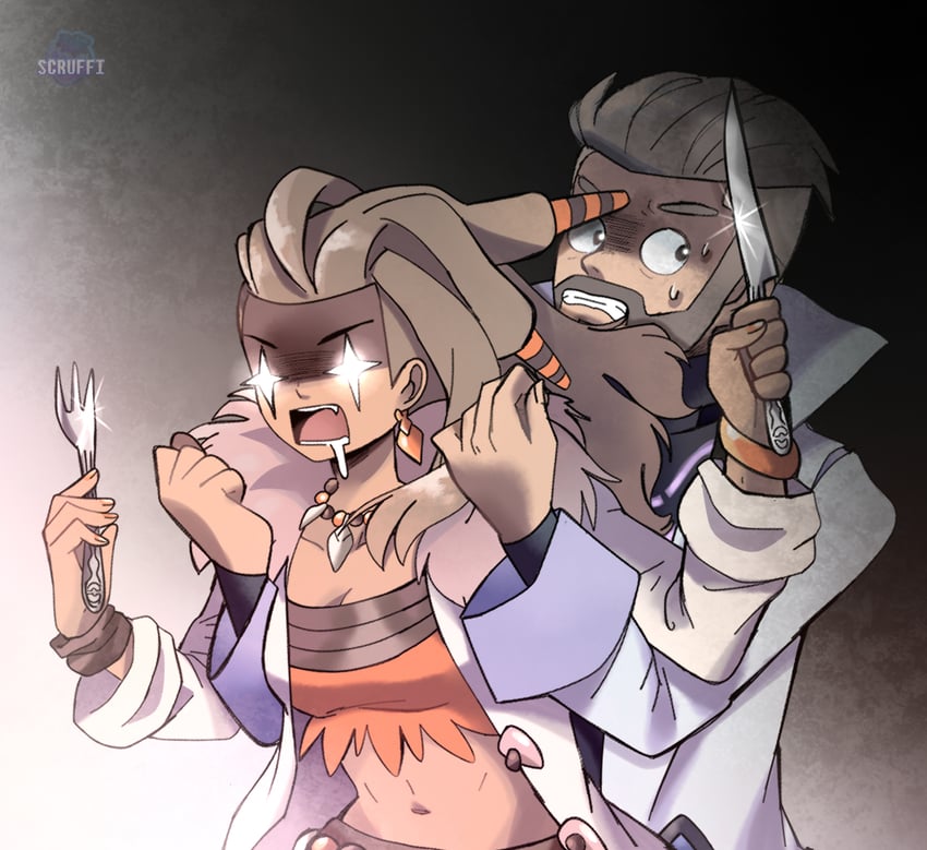 professor sada and professor turo (pokemon and 1 more) drawn by scruffyart