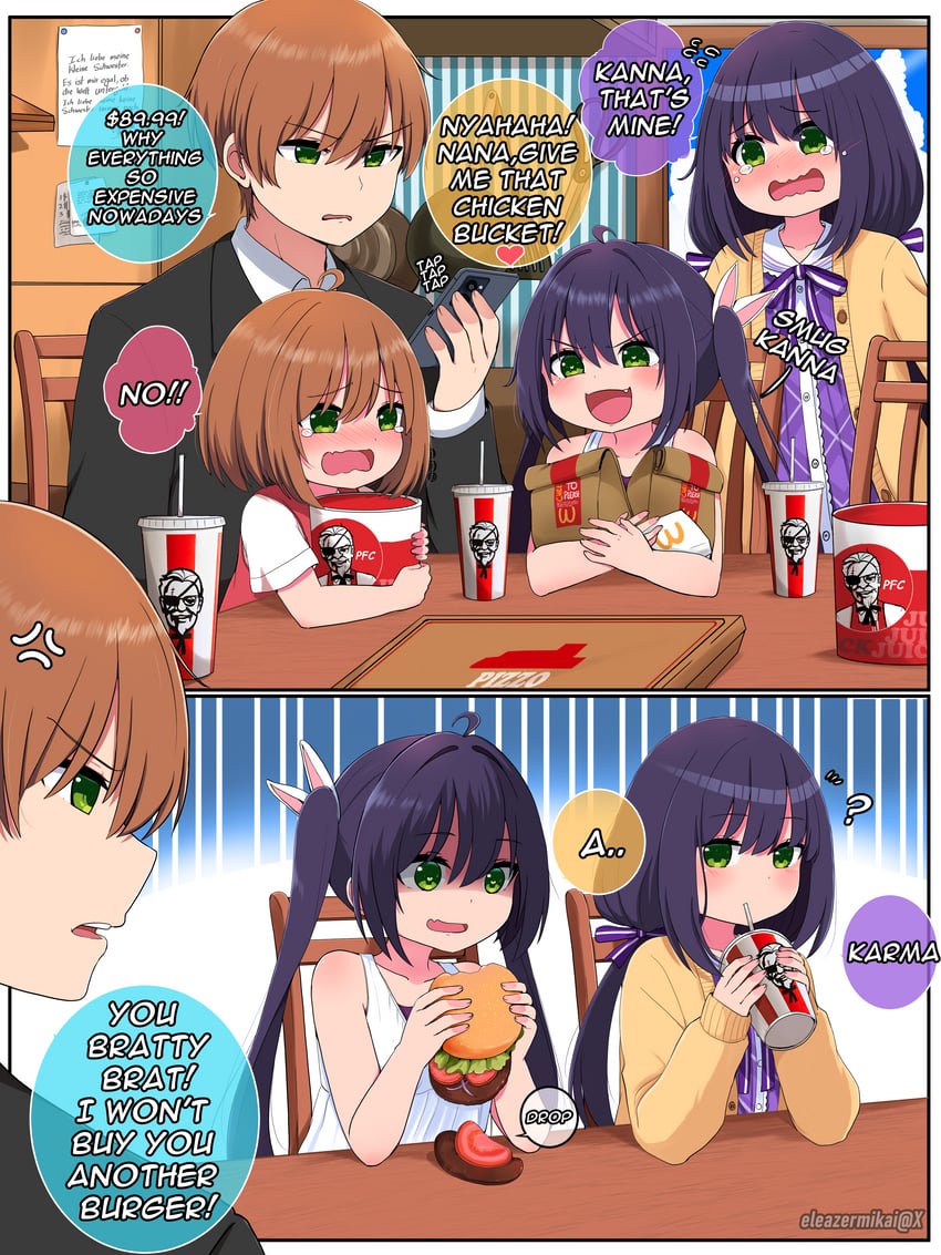 colonel sanders, onii-chan, nana, kanna, and hana (original and 3 more) drawn by eleazarmikai