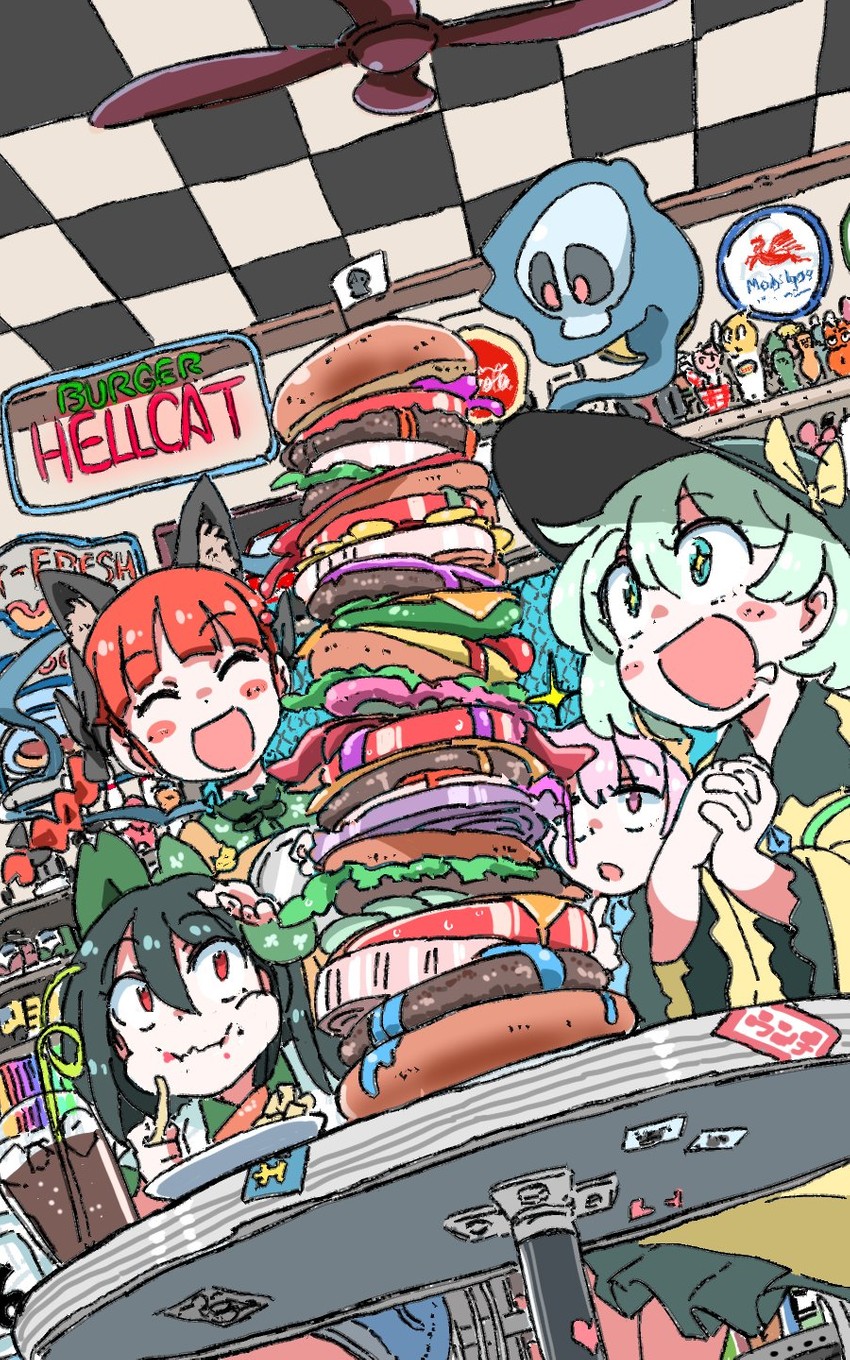 komeiji koishi, komeiji satori, kaenbyou rin, and reiuji utsuho (touhou) drawn by zk_(zk_gundan)