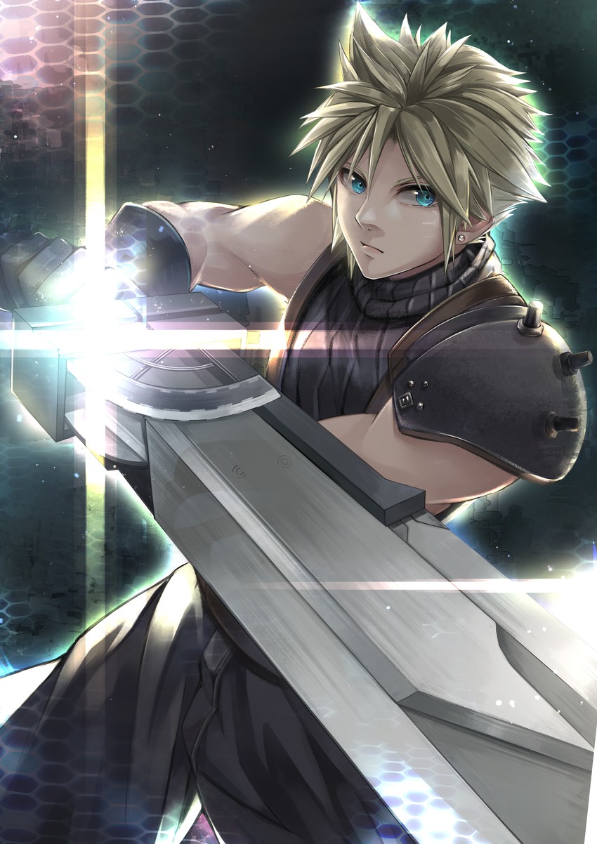 cloud strife (final fantasy and 3 more) drawn by deco_(fj_eel)