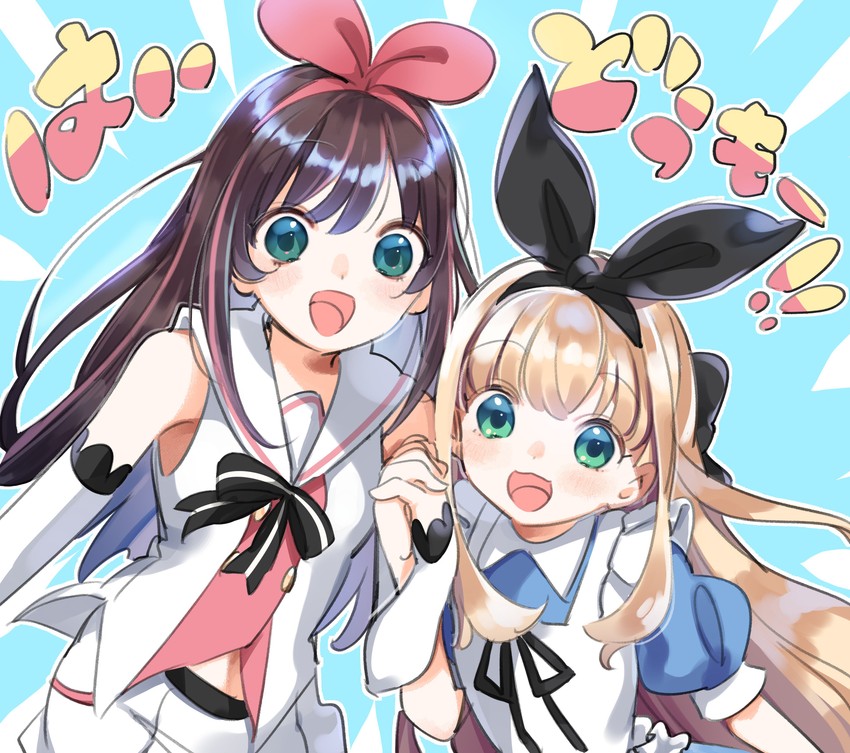 kizuna ai and mononobe alice (nijisanji and 1 more) drawn by kuma_daigorou