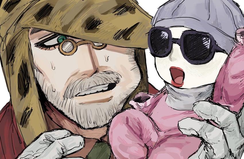 joseph joestar, shizuka joestar, and achtung baby (jojo no kimyou na bouken and 1 more) drawn by luen24755844