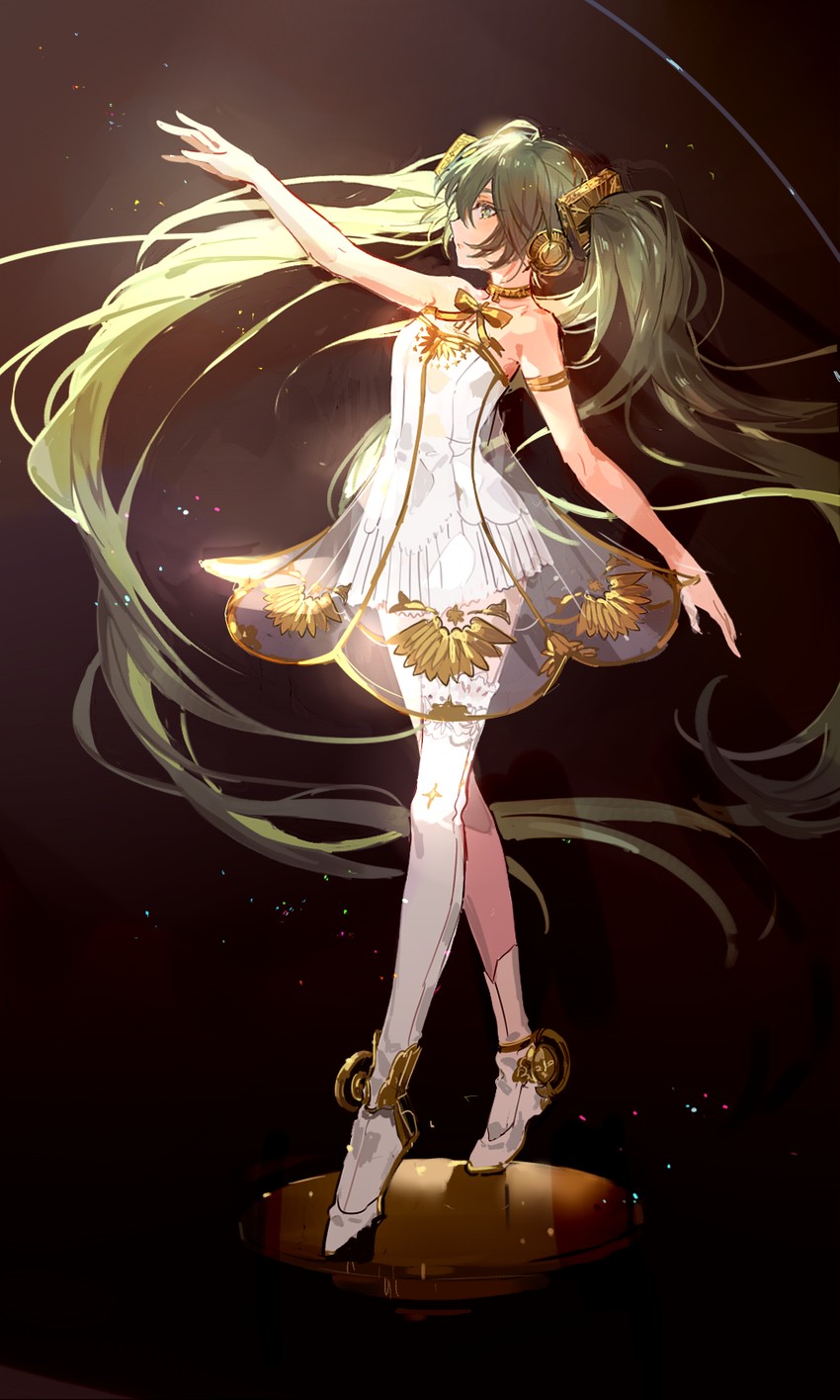 hatsune miku and gramophone miku (vocaloid and 1 more) drawn by nevakuma_(fanfanas)