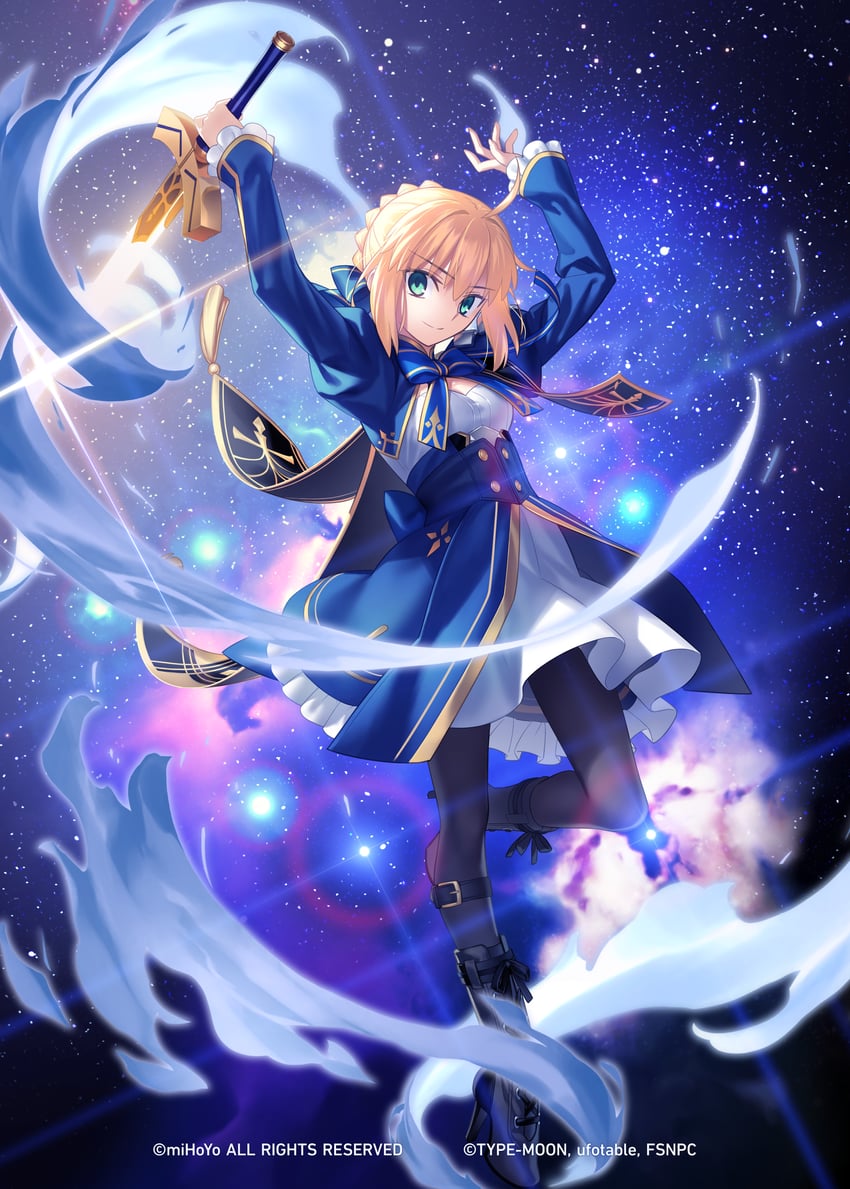 artoria pendragon and saber (fate and 4 more) drawn by koyama_hirokazu and takeuchi_takashi