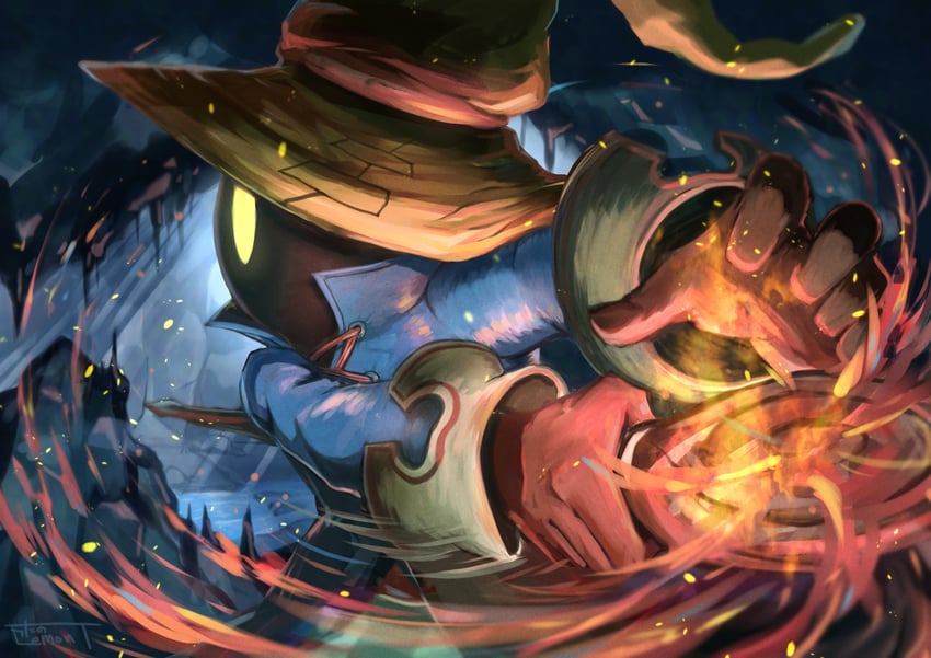 black mage and vivi ornitier (final fantasy and 1 more) drawn by watawata22