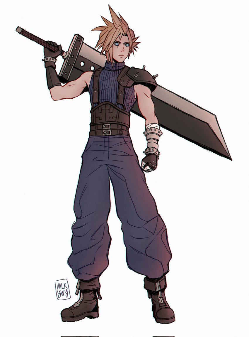 cloud strife (final fantasy and 1 more) drawn by mlkywy