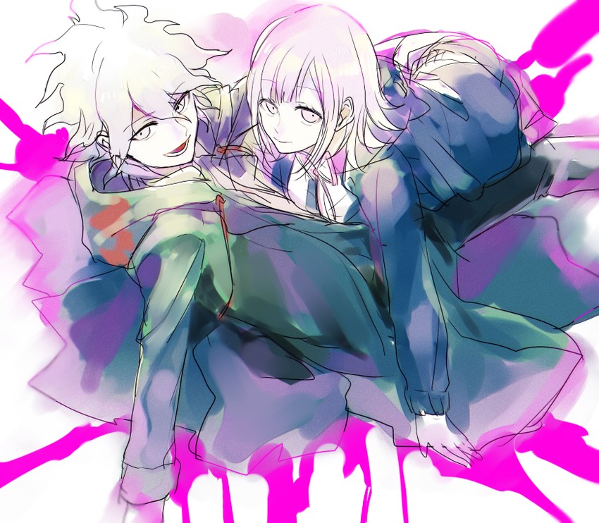 nanami chiaki and komaeda nagito (danganronpa and 1 more) drawn by norita_(noritttta)