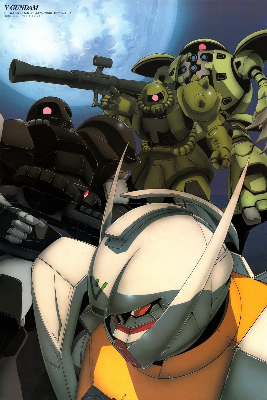 zaku ii, turn a gundam, zaku i, kapool, borjarnon, and 1 more (gundam and 2 more) drawn by tsunoda_katsutoshi