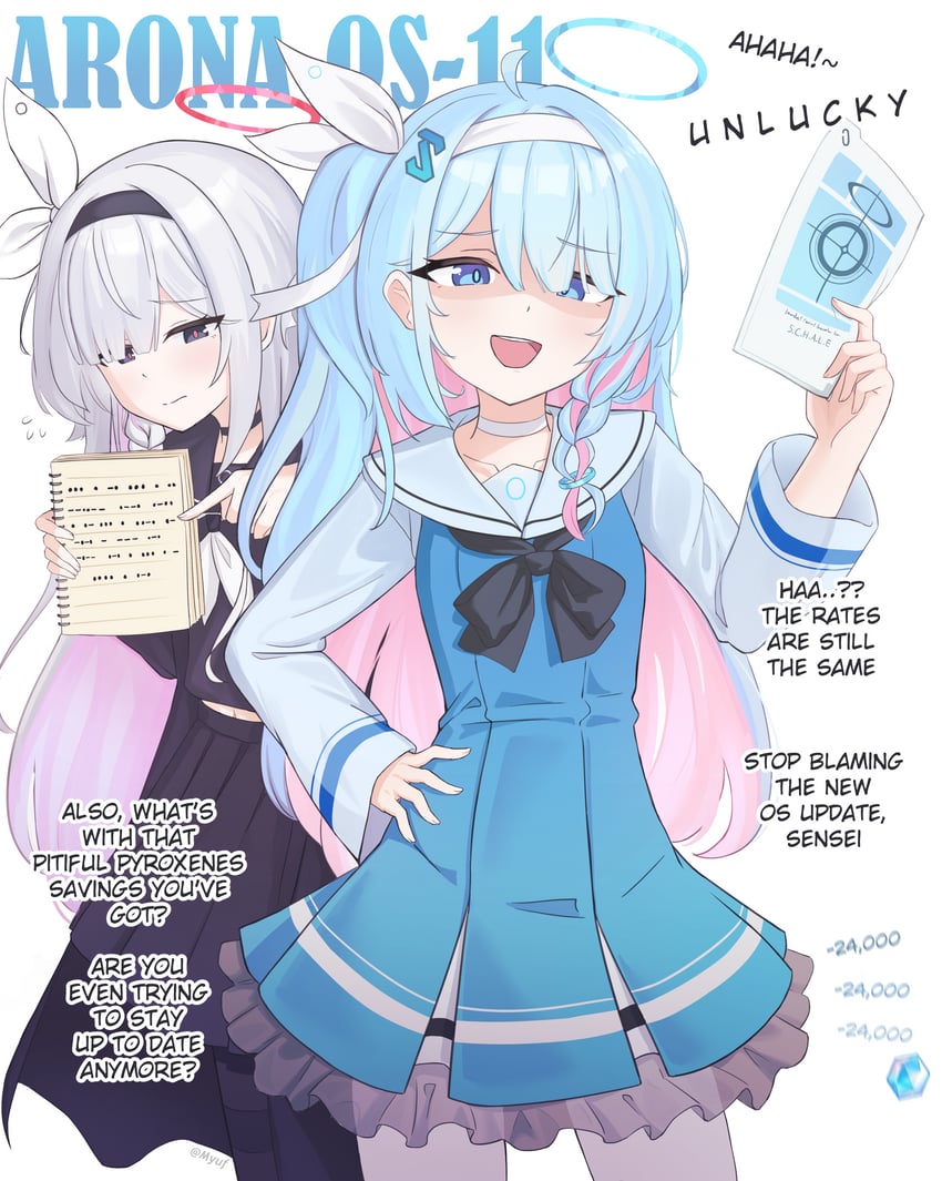 arona, plana, and madobe ichika (blue archive and 3 more) drawn by myuf