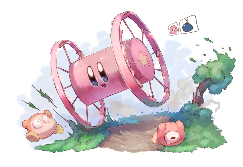 kirby, waddle dee, and waddle doo (kirby) drawn by shiburingaru