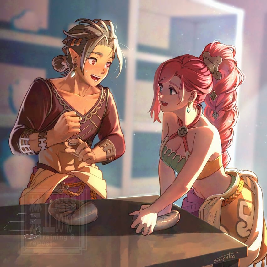 lyza and eoren (seiken densetsu and 1 more) drawn by taruneko2006