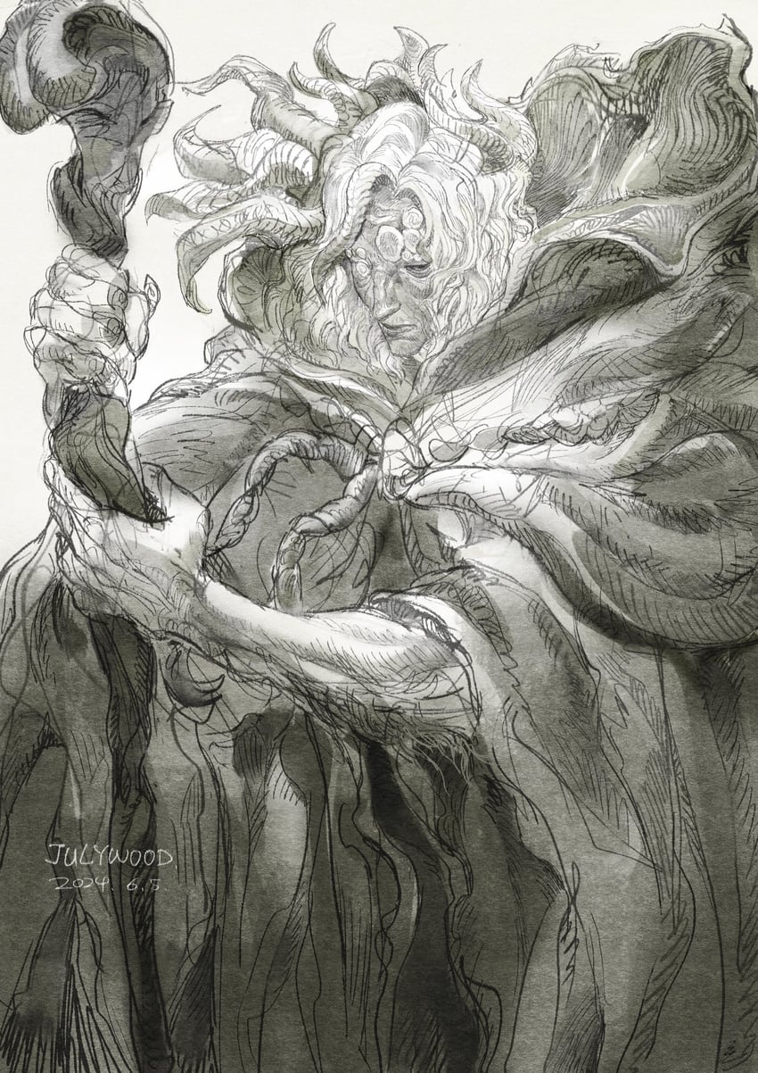morgott the omen king and margit the fell omen (elden ring) drawn by tjulywoods