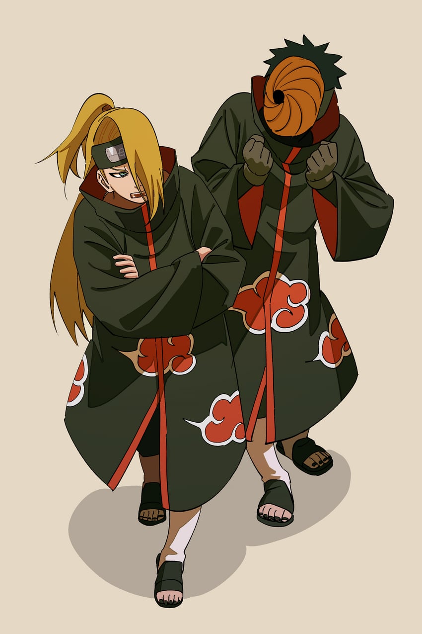 uchiha obito, deidara, and tobi (naruto and 1 more) drawn by pnpk_1013