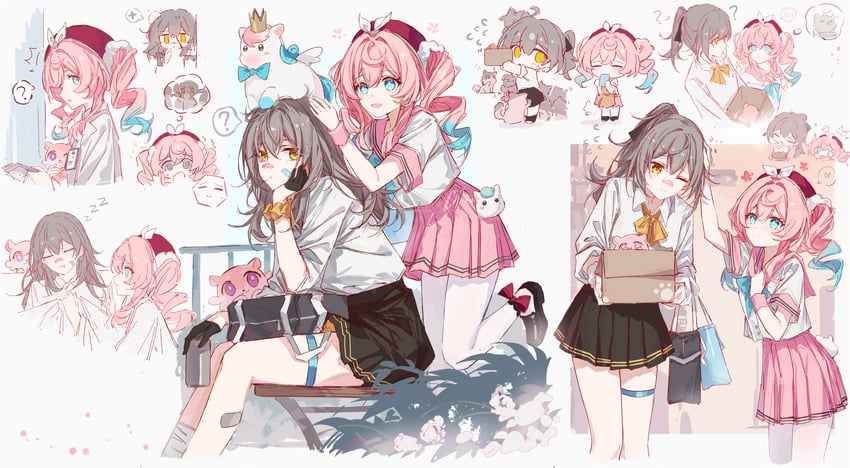 trailblazer, stelle, hyacine, and little ica (honkai and 1 more) drawn by yajuu