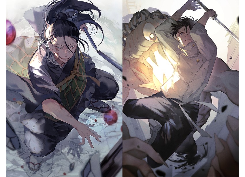 getou suguru, okkotsu yuuta, and orimoto rika (jujutsu kaisen) drawn by hatutaro