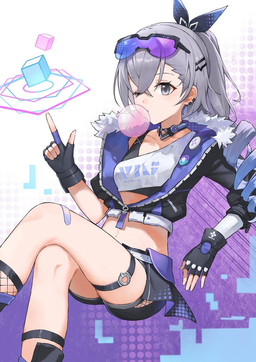 silver wolf (honkai and 1 more) drawn by cookieee