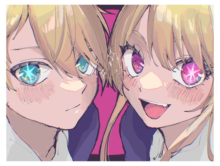hoshino ruby and hoshino aquamarine (oshi no ko) drawn by paripariparingo