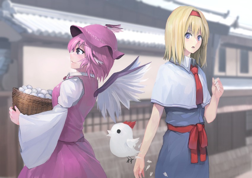 alice margatroid, mystia lorelei, hinase, the chicken that appears in the middle of cookie, and yuzuyu (touhou and 1 more) drawn by ichiba_youichi