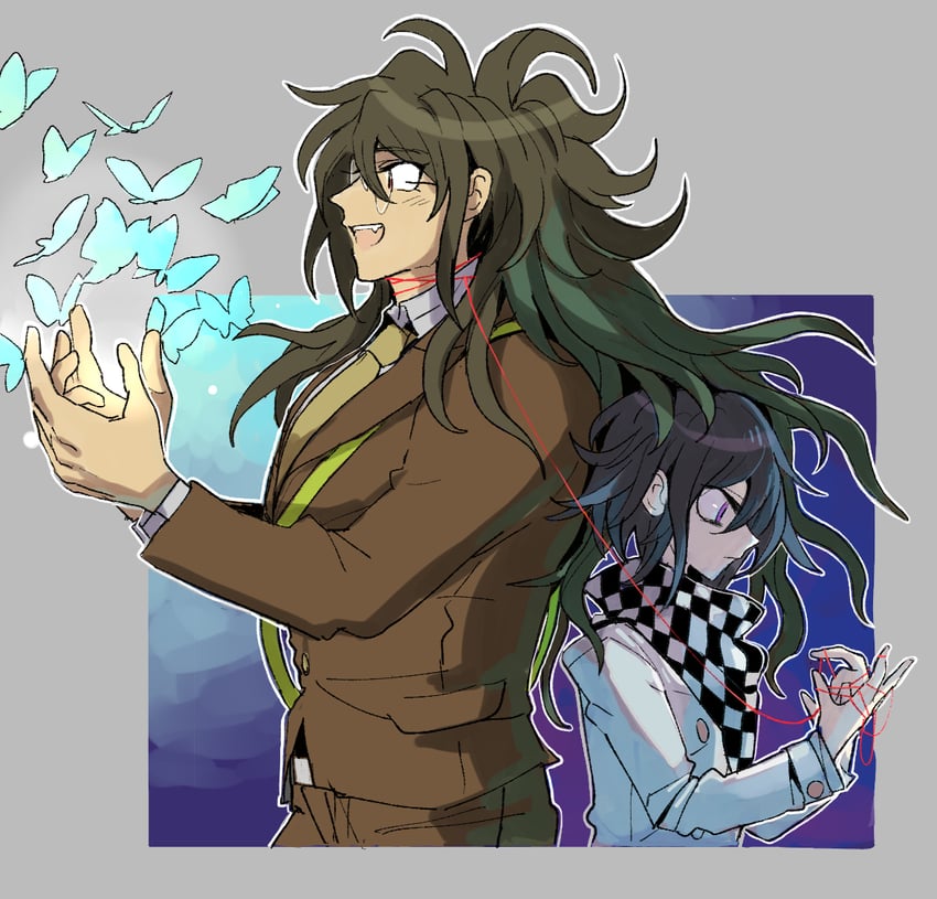 oma kokichi and gokuhara gonta (danganronpa and 1 more) drawn by kumakoro_(tetsupag)