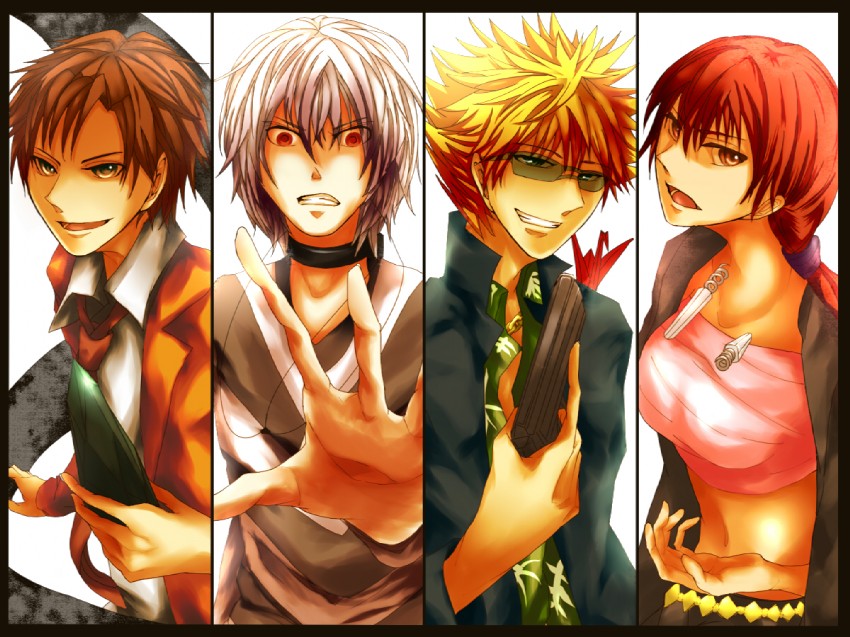 accelerator, musujime awaki, tsuchimikado motoharu, unabara mitsuki, and etzali (toaru majutsu no index and 1 more) drawn by shinjou_(kaminomizosirusekai)