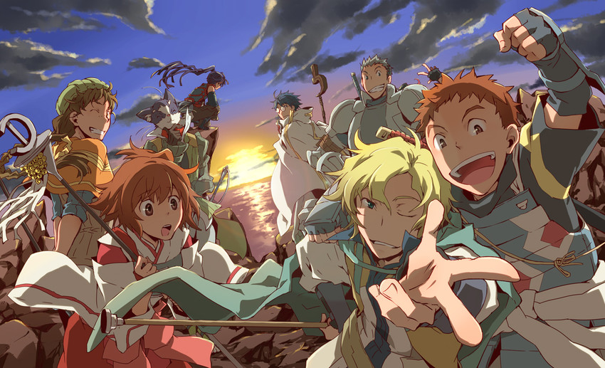 akatsuki, shiroe, isuzu, nyanta, minori, and 3 more (log horizon) drawn by kou_(sen328)