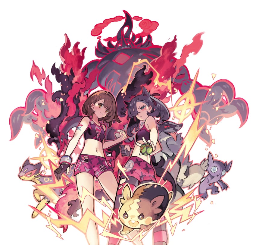 marnie, gloria, morpeko, sableye, obstagoon, and 3 more (pokemon and 1 more) drawn by starshadowmagician