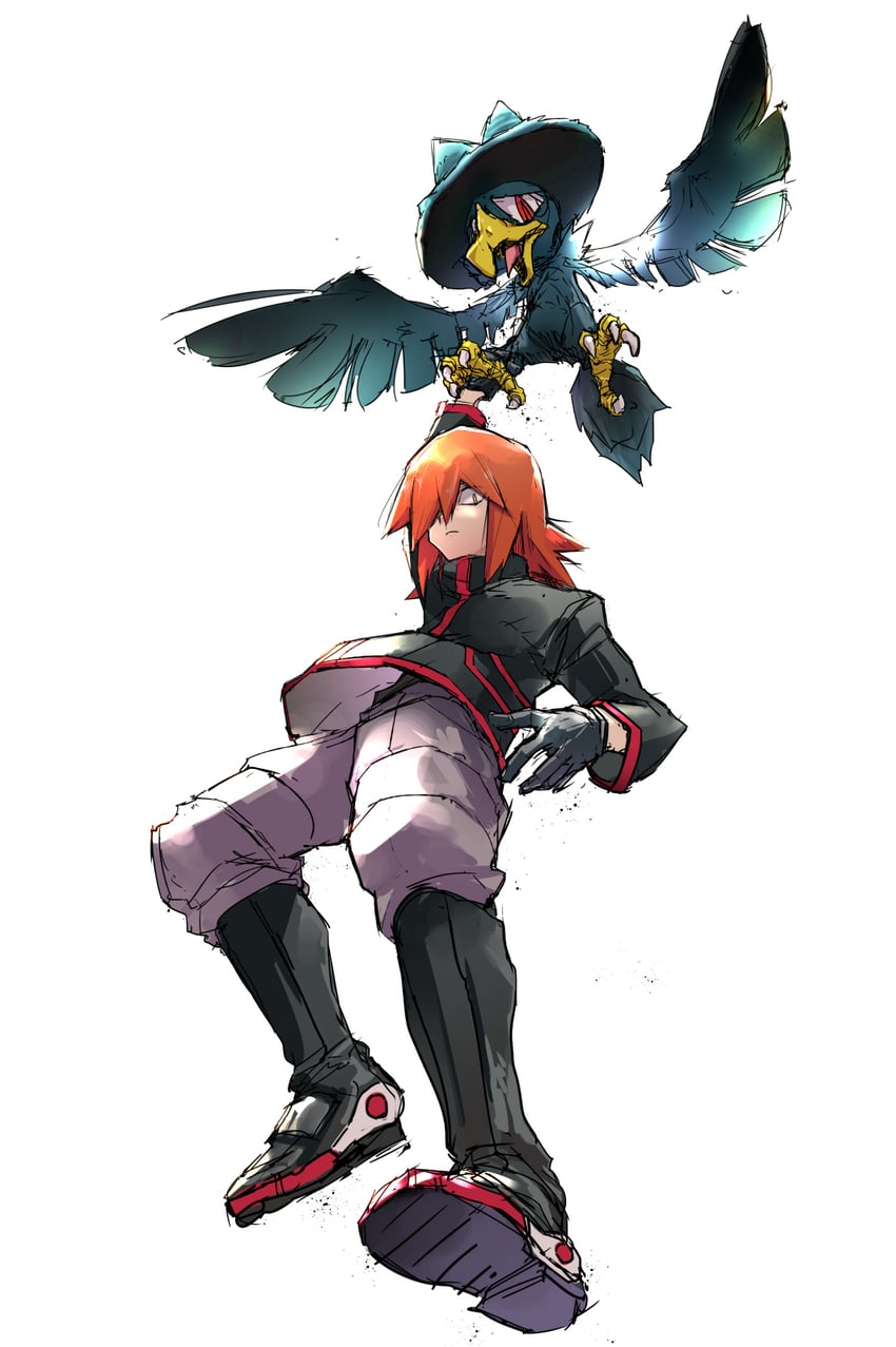 silver and murkrow (pokemon and 1 more) drawn by jako_(boke_poke)