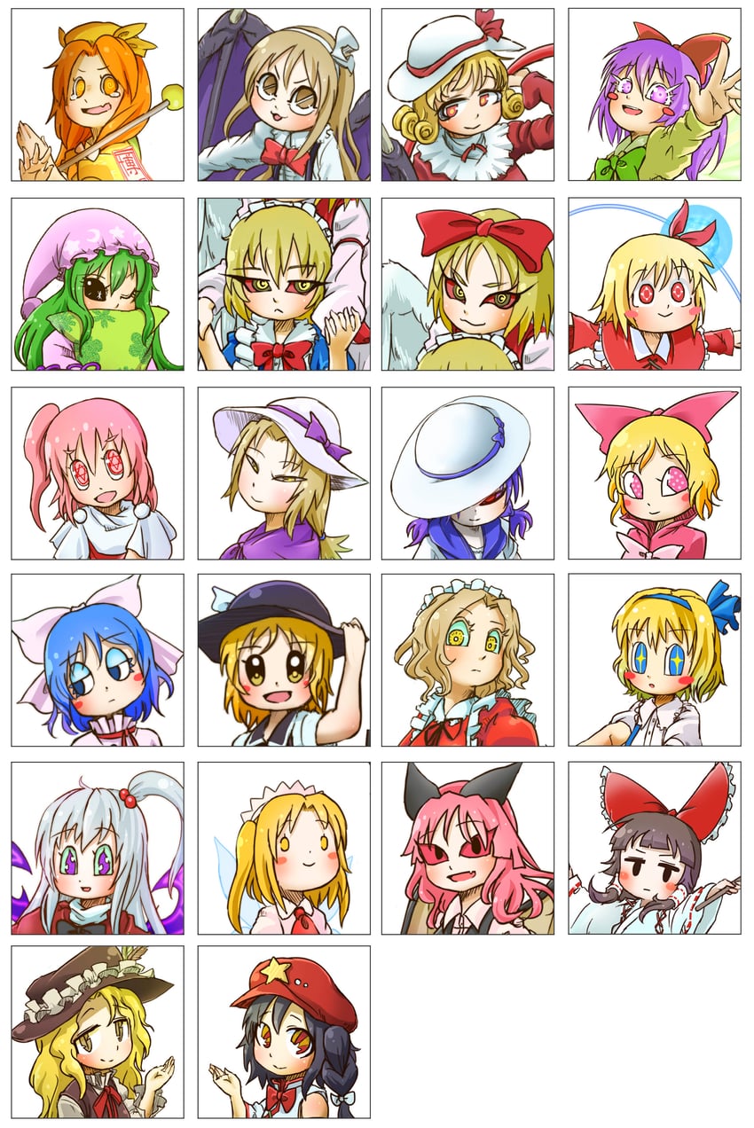 hakurei reimu, alice margatroid, kazami yuuka, shinki, jacket girl, and 16 more (touhou and 1 more) drawn by chamaji