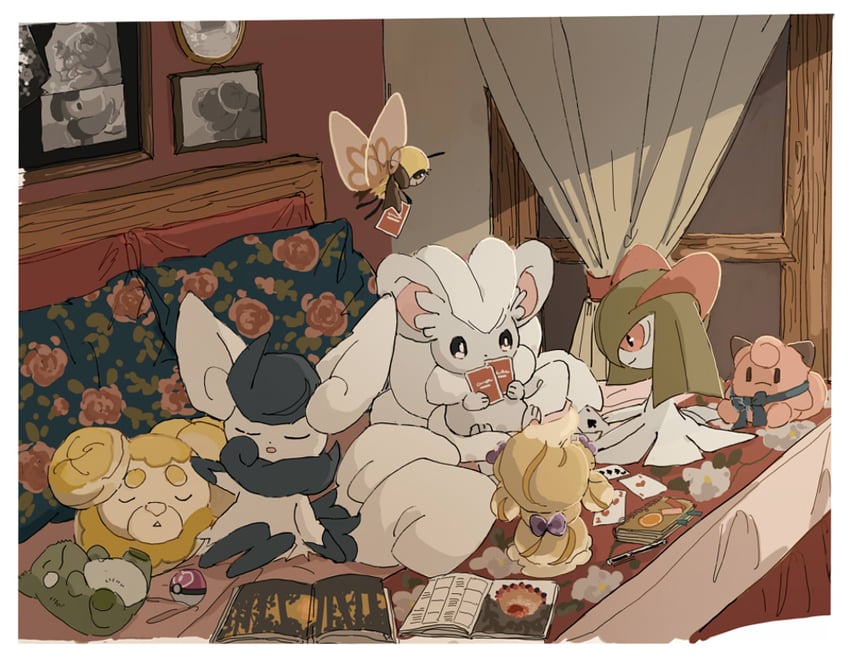 kirlia, alcremie, ribombee, meowstic, fidough, and 1 more (pokemon) drawn by cc8nw42u15apug0