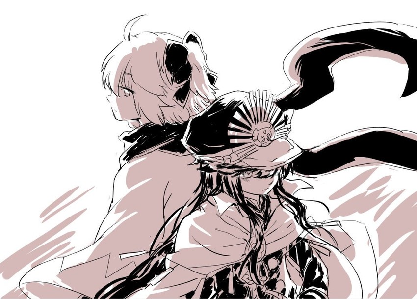 okita souji and oda nobunaga (fate and 2 more) drawn by nejikyuu