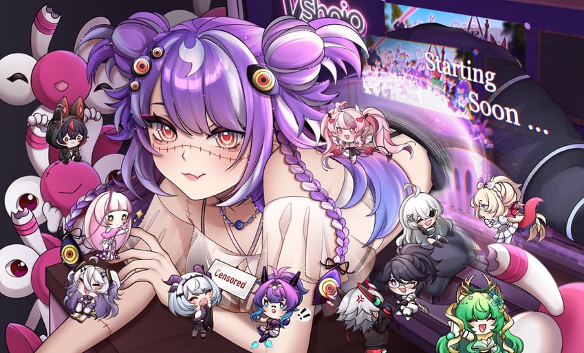 ironmouse, zentreya, melody, apricot the lich, henya the genius, and 5 more (vshojo) drawn by misakii_art
