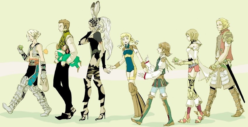 moogle, fran, penelo, ashelia b'nargin dalmasca, vaan, and 4 more (final fantasy and 1 more) drawn by hiruppi