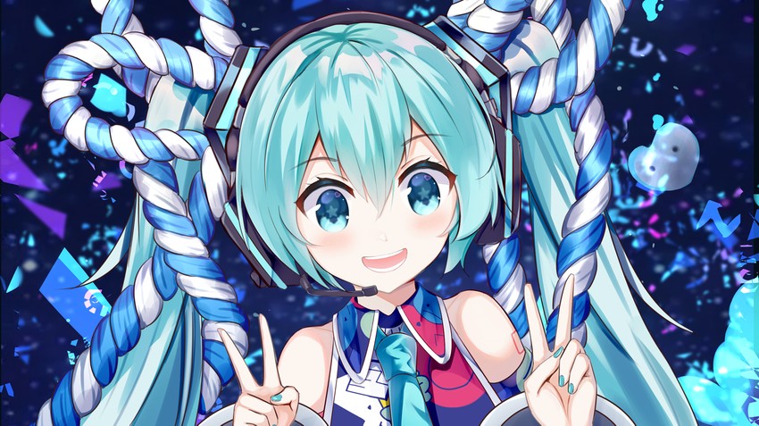 hatsune miku (vocaloid and 2 more) drawn by mikuning