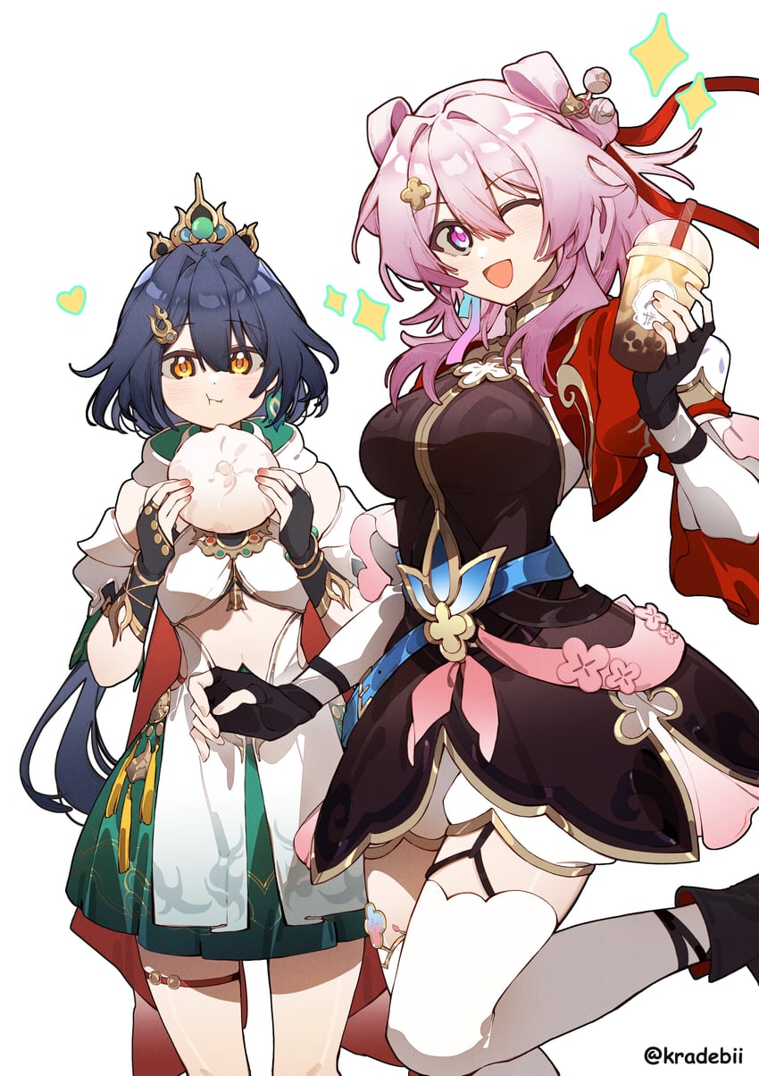 march 7th and yunli (honkai and 1 more) drawn by kradebii