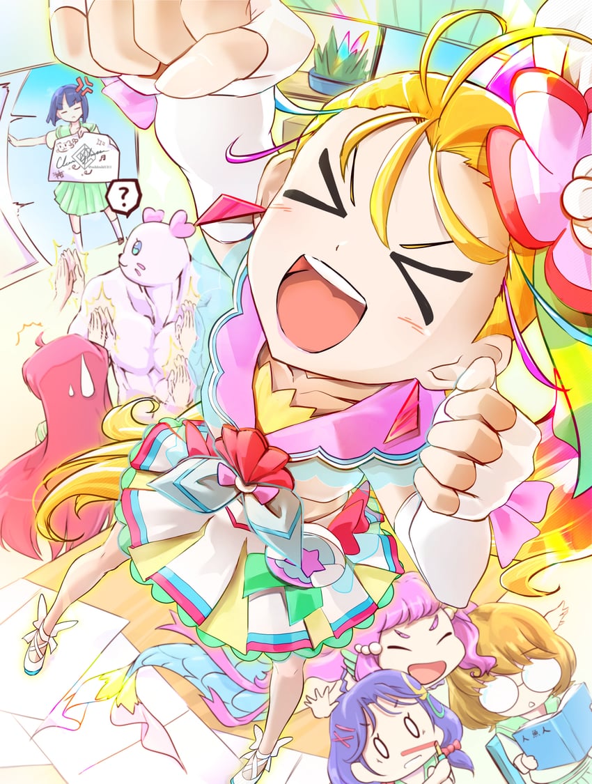 laura la mer, natsuumi manatsu, suzumura sango, takizawa asuka, ichinose minori, and 3 more (precure and 1 more) drawn by clear_glass_(mildmild1311)
