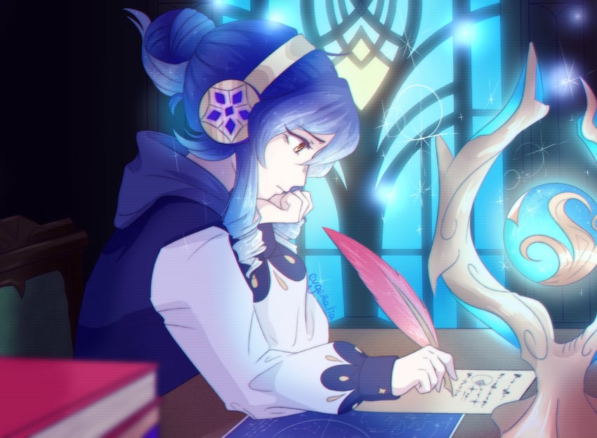 layla (genshin impact and 1 more) drawn by evgemalia