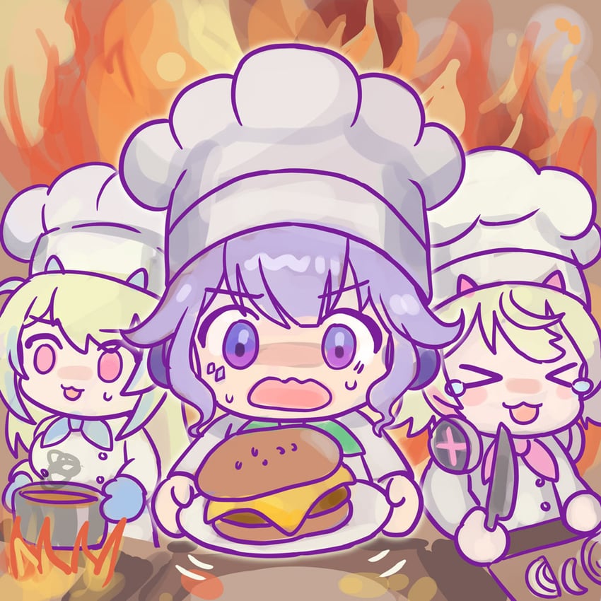 fuwawa abyssgard, mococo abyssgard, and koseki bijou (hololive and 1 more) drawn by otogikeny