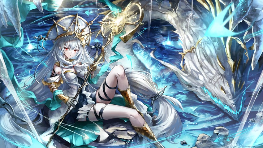 skadi, skadi the corrupting heart, and skadi's seaborn (arknights) drawn by on_(yattemasu)
