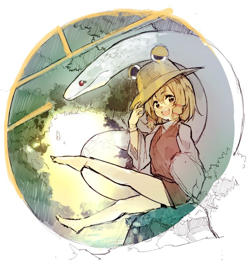 moriya suwako and mishaguji (touhou) drawn by engawa_oishii