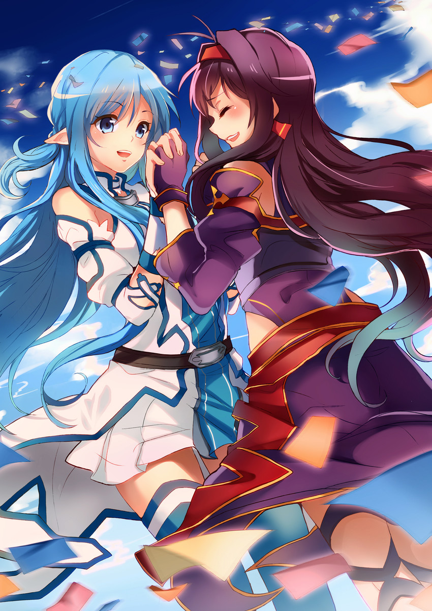 asuna and yuuki (sword art online) drawn by kagura_kurosaki
