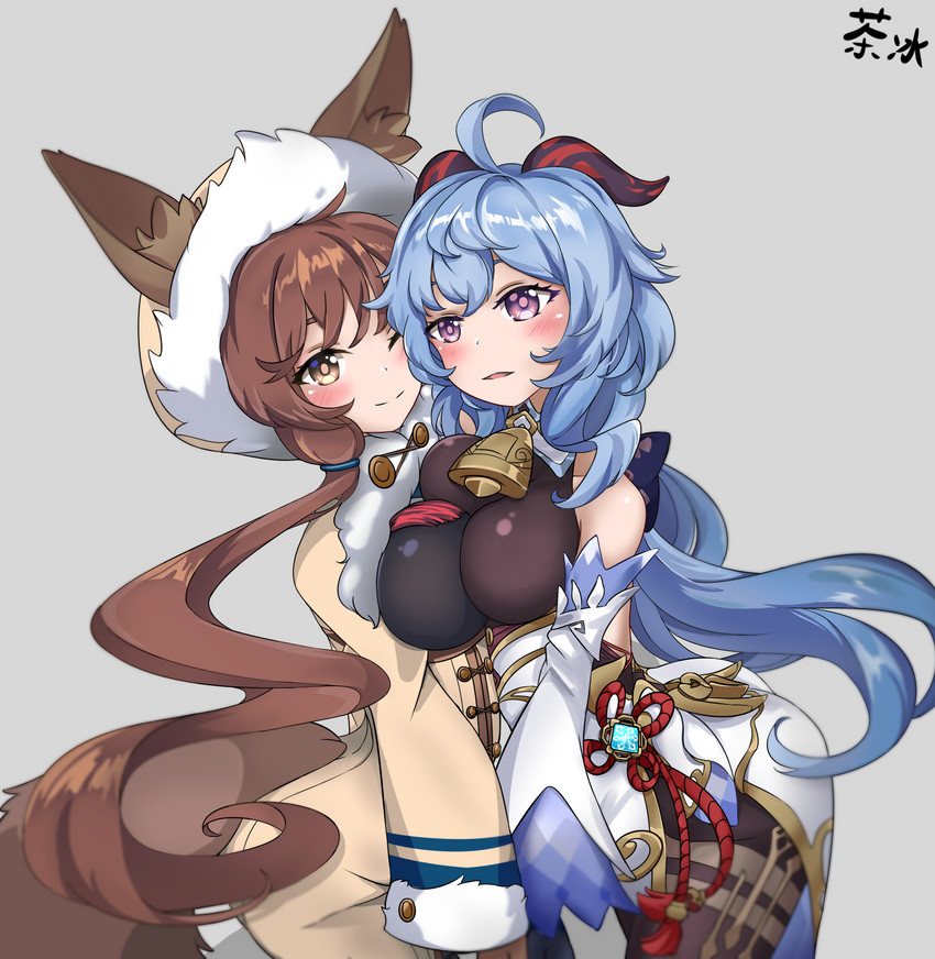 ganyu and innuit girl coco (genshin impact and 1 more) drawn by kiiyodex