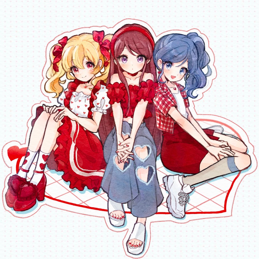 hoshimiya ichigo, kiriya aoi, and shibuki ran (aikatsu!) drawn by koedo